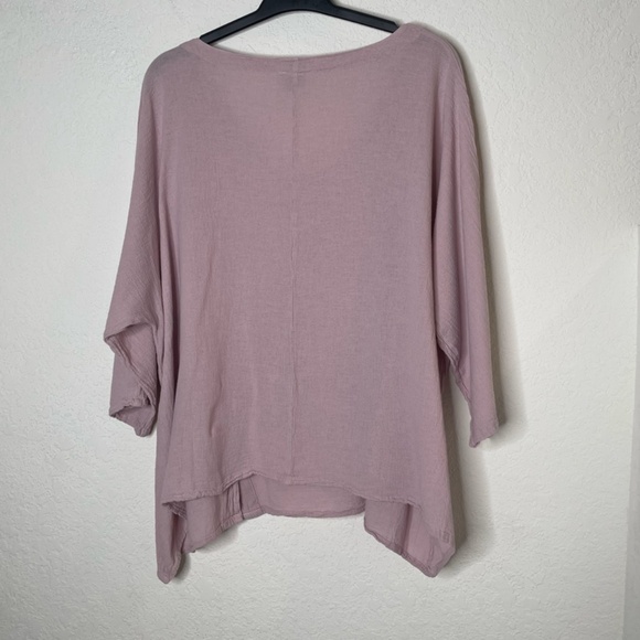 OH MY GAUZE! Long Sleeve Tunic Top Boho Lagenlook One Size Pink Cotton Gauzy - Picture 2 of 11